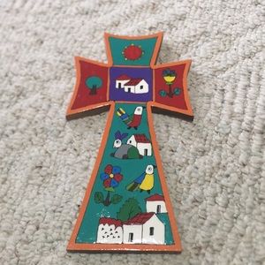 Painted Pinewood Cross made in El Salvador